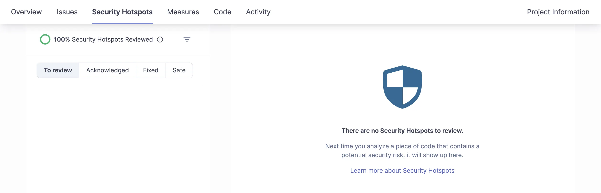 SonarQube security hotspots reviewed